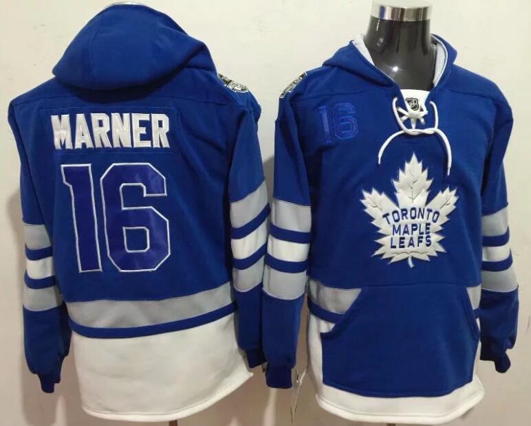 Men NHL Toronto Maple Leafs 16 Marner blue Hoodie